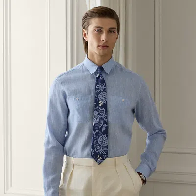 Ralph Lauren Linen Chambray Shirt In Light Blue