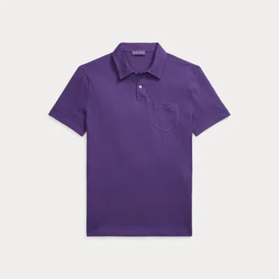 Ralph Lauren Purple Label Linen-cotton Piqué Polo Shirt In Purple