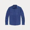 Ralph Lauren Purple Label Linen-silk Canvas Shirt In Blue