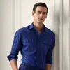 Ralph Lauren Purple Label Linen-silk Canvas Shirt In Spring Navy