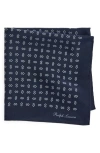 Ralph Lauren Purple Label Linked Diamond Deco Print Silk Pocket Square In Blue