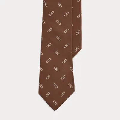 Ralph Lauren Purple Label Linked-ovals Silk Crepe Tie In Brown
