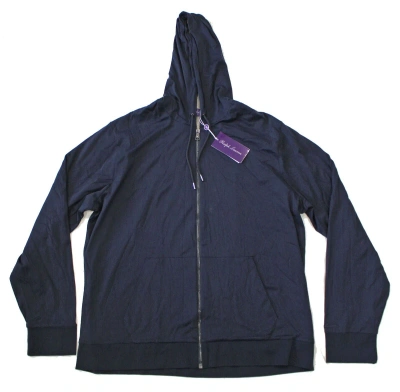 Pre-owned Ralph Lauren Purple Label Lisle Double Knit Full Zip Silky Hoodie Sweater Jacket In Blue