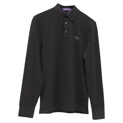 Pre-owned Ralph Lauren Purple Label Logo-embroidered Polo Shirt In Grey Cotton