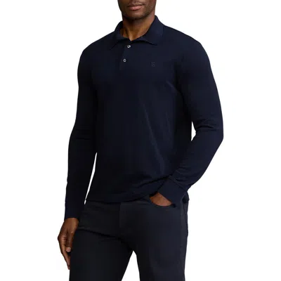 Ralph Lauren Purple Label Long Sleeve Merino Wool Piqué Polo In Classic Chairman Navy