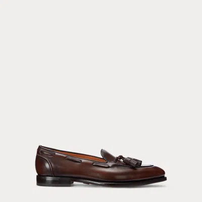 Ralph Lauren Luther Tassel Burnished Calfskin Loafer In Dark Brown