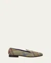 Ralph Lauren Men's Alonzo Crest Wool Plaid Smoking Slippers In Taupe