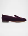 Ralph Lauren Alonzo Standing Horse Velvet Slipper In Purple