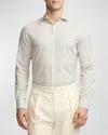 Ralph Lauren Purple Label Tattersall Plaid Brushed Cotton Button-up Shirt In Light Melange Grey