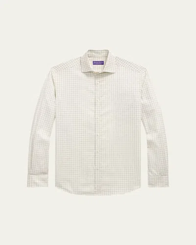 Ralph Lauren Men's Tattersall Flannel Shirt In Light Melange Grey