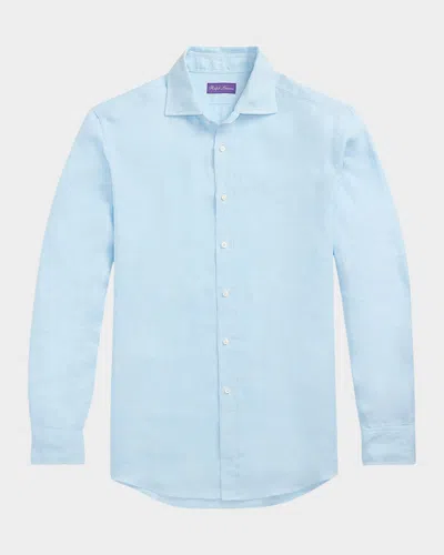 Ralph Lauren Men's Basketweave Linen Sport Shirt In Blue