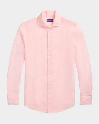 Ralph Lauren Men's Basketweave Linen Sport Shirt In Pink