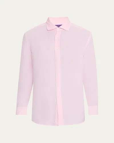 Ralph Lauren Men's Basketweave Linen Sport Shirt In Pink