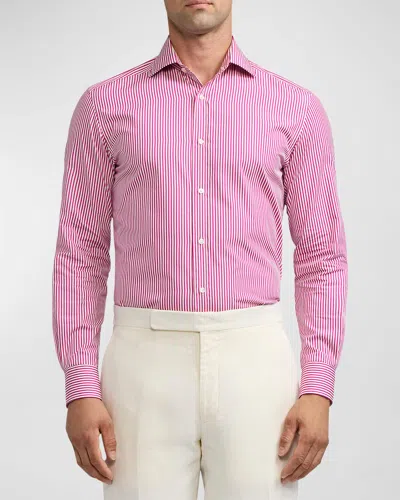 Ralph Lauren Purple Label Men's Bengal Stripe Poplin Shirt In Lilac Rose