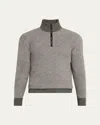 Ralph Lauren Birdseye Cashmere Quarter-zip Sweater In Medium Grey Multi