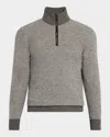 Ralph Lauren Birdseye Cashmere Quarter-zip Sweater In Medium Grey Multi