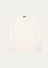 Ralph Lauren Purple Label Men's Textured Cotton-silk Henley Shirt In Classic White