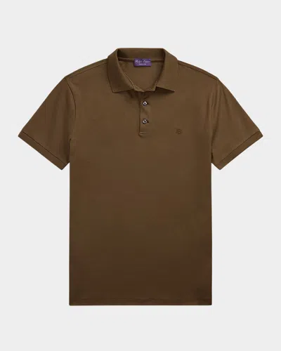 Ralph Lauren Men's Custom Slim-fit Pique Polo Shirt In Brown
