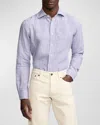 RALPH LAUREN PURPLE LABEL MEN'S GLEN PLAID LINEN SHIRT