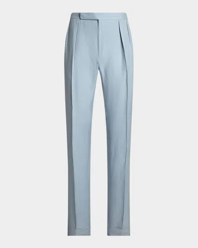 Ralph Lauren Men's Gregory Hand-tailored Trousers In Blue