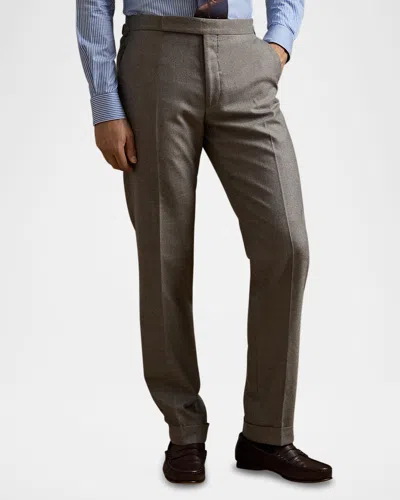 Ralph Lauren Purple Label Men's Gregory Hand-tailored Wool Trousers In Heather Grey