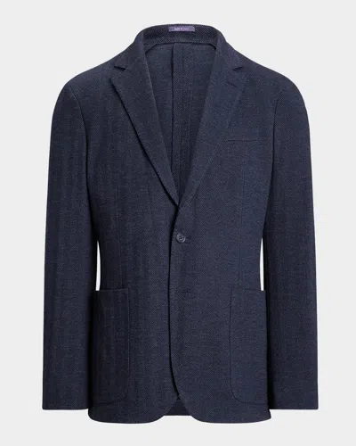 Ralph Lauren Men's Hadley Hand-tailored Herringbone Jacket In Navy
