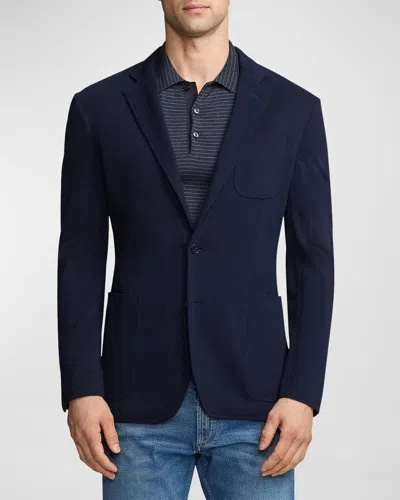 Ralph Lauren Men's Hadley Hand-tailored Wool Piqué Blazer In Classic Chairman Navy