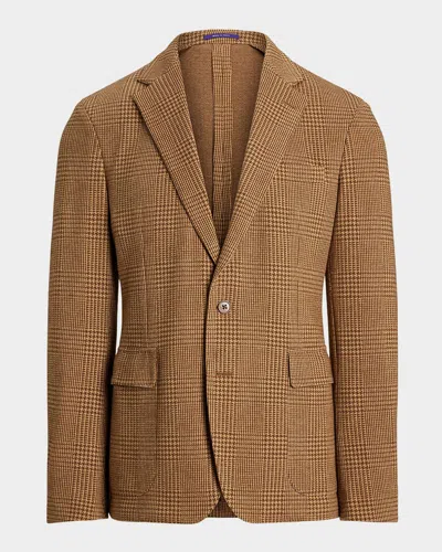 Ralph Lauren Men's Hadley Hand-tailored Plaid Jersey Jacket In Brown