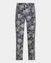 Ralph Lauren Purple Label Maiori Choppa Print Silk Trousers In Navy Bi-co
