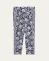 Ralph Lauren Purple Label Maiori Choppa Print Silk Trousers In Navy Bi-co