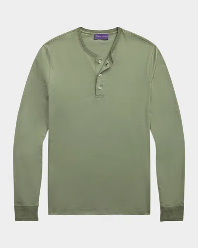 Ralph Lauren Men's Interlock Henley Shirt In Indigo