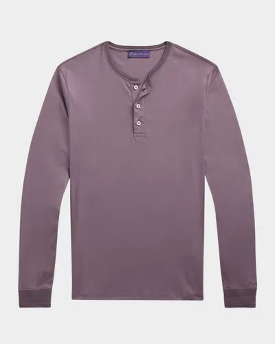 Ralph Lauren Men's Interlock Henley Shirt In Purple