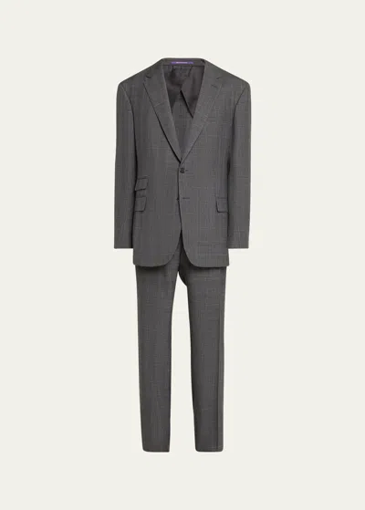 Ralph Lauren Purple Label Men's Kent Hand-tailored Glen Plaid Suit In Gray/purple