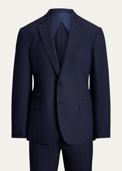 Ralph Lauren Purple Label Men's Kent Hand-tailored Pinstripe Suit In Blue/gray