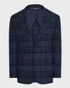 Ralph Lauren Men's Kent Hand-tailored Plaid Sport Coat In Medium Blue/navy