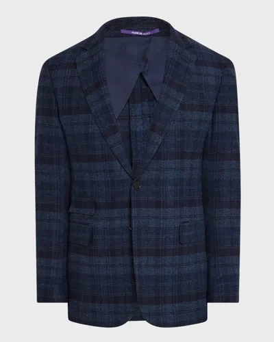 Ralph Lauren Men's Kent Hand-tailored Plaid Sport Coat In Medium Blue/navy