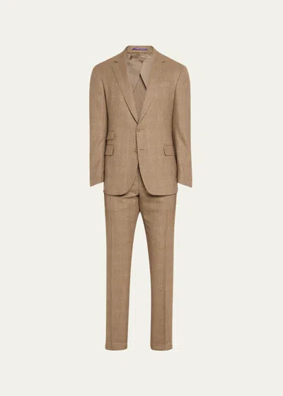 Ralph Lauren Men's Kent Hand-tailored Plaid Wool And Cashmere Suit In Brown/purple