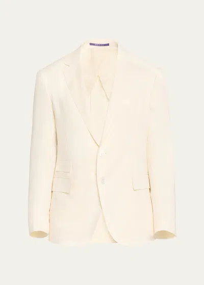 Ralph Lauren Men's Kent Hand-tailored Silk-linen Jacket In Cream