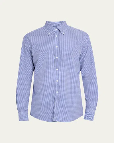 Ralph Lauren Men's Micro-gingham Poplin Sport Shirt In Blue