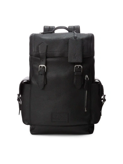 Ralph Lauren Purple Label Men's Pebbled Leather Medium Backpack In Black