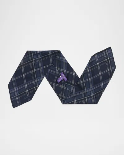 Ralph Lauren Men's Plaid Cashmere-silk Neckerchief In Blue