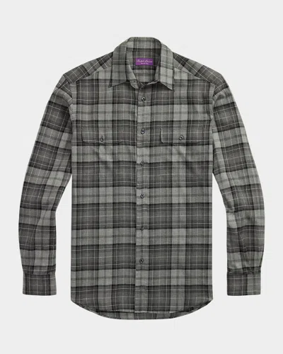 Ralph Lauren Men's Plaid Twill Shirt In Grey