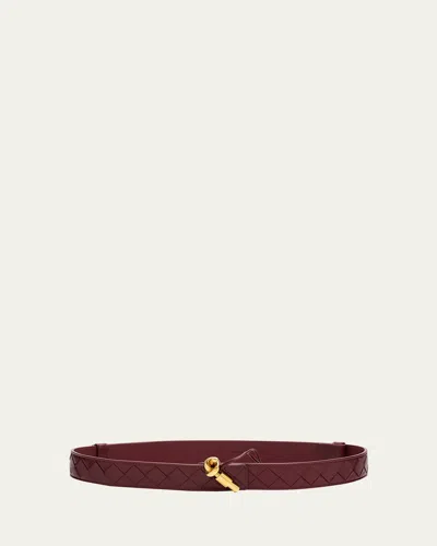 Ralph Lauren Men's Plaque-buckle Woven Leather Belt In Rl Gold