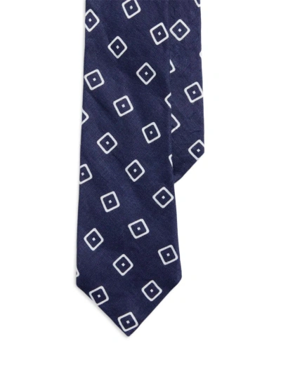 Ralph Lauren Purple Label Men's Printed Linen Tie In Blue