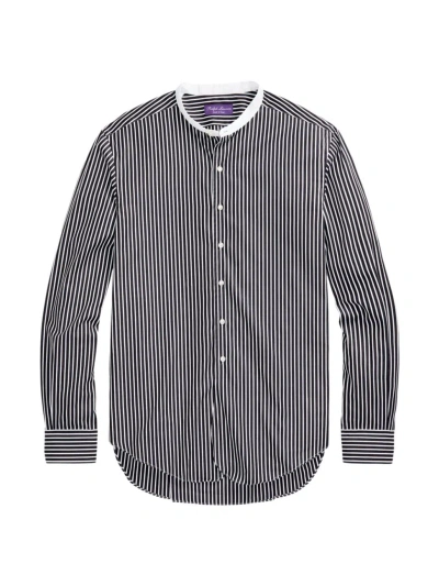 Ralph Lauren Purple Label Men's Sahara Striped Cotton Shirt In White Black