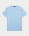Ralph Lauren Purple Label Luxury Lisle Crewneck T-shirt In Blue