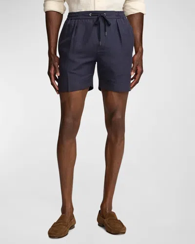 Ralph Lauren Purple Label Men's Silk Linen Drawstring Shorts In Navy