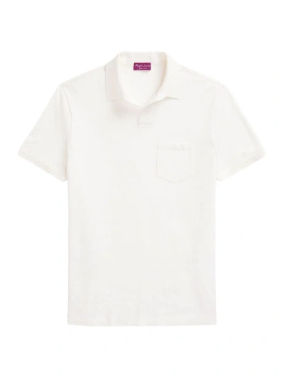 Ralph Lauren Purple Label Men's Silk-linen Piqué Polo Shirt In Classic White