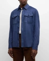 Ralph Lauren Purple Label Suede Overshirt In Offshore Blue