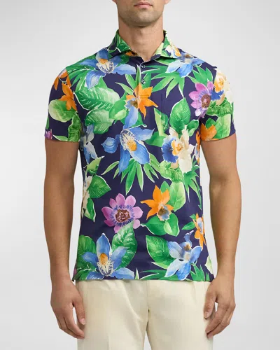 Ralph Lauren Men's Tropical Jersey Polo Shirt In Navy